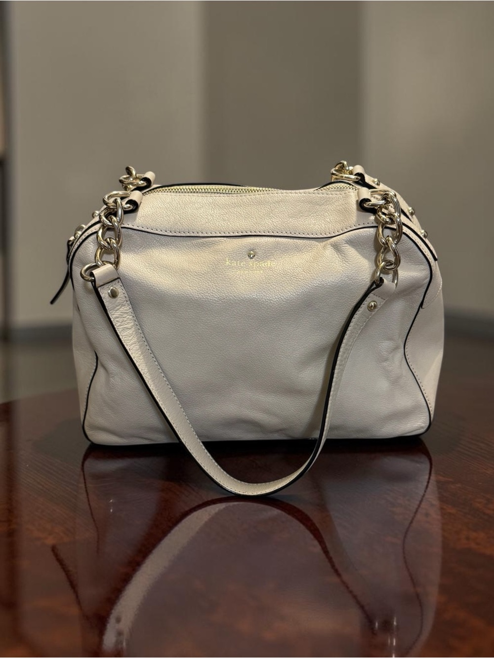 Kate Spade New York Pebbled Leather Ivory Shoulder Bag